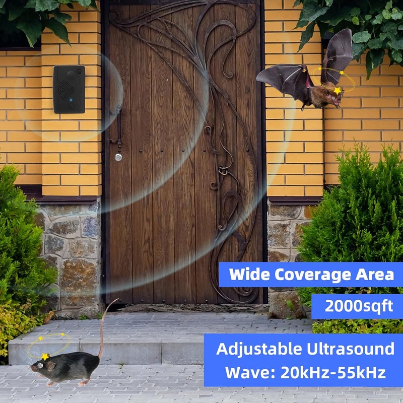 Paddsun 2 Pack Bat Deterrent Devices for Attic: Rechargeable Bat Keep Away,Bird Deterrent Devices Indoor&Outdoor for Porch,House,Garages,Friendly to Human & Pet(Black) - Image 5